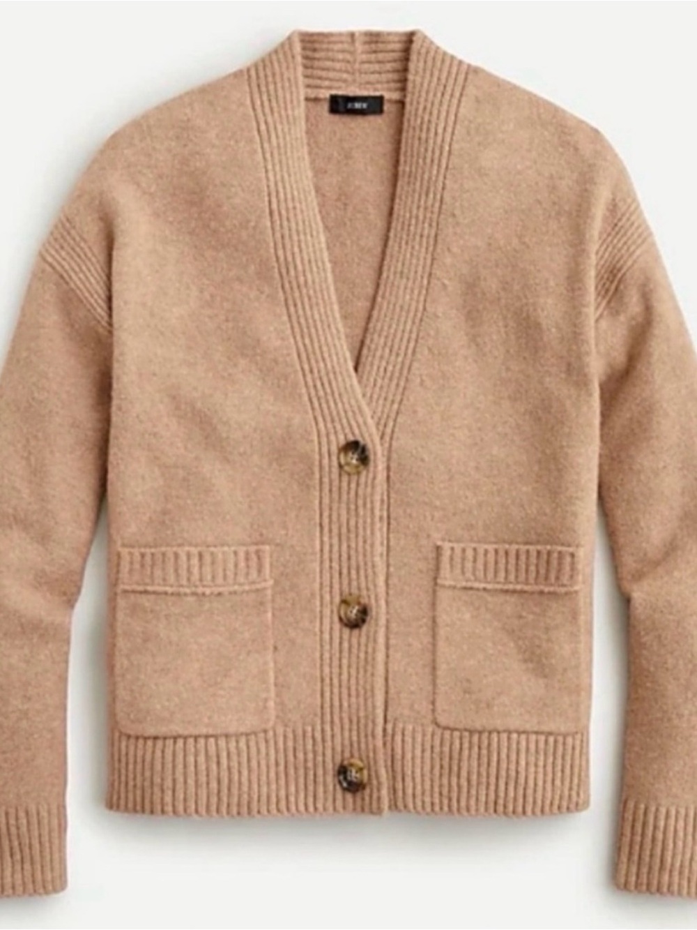 J. Crew Camel Button-Front V-Neck Cardigan